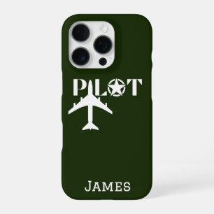 Piloot Typografie & Vliegtuig Minimalistisch Geper iPhone 16 Pro Hoesje
