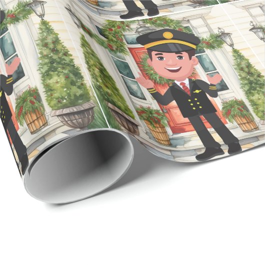 Piloot vakantievlucht naar huis cadeaupapier (Rol Hoek)