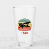 Piloot Verjaardag Vliegtuig  Retro Sunset Fun Glas (Voorkant)