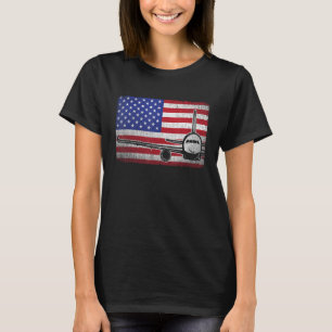 Piloot Vliegtuig Amerikaanse vlag 4 juli Vliegtuig T-shirt