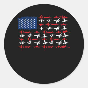 Piloot Vliegtuig Amerikaanse vlag Vliegtuig Indepe Ronde Sticker