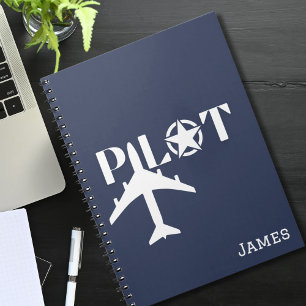 Piloot Vliegtuig Militaire Ster Aviatie Cool Schoo Notitieboek