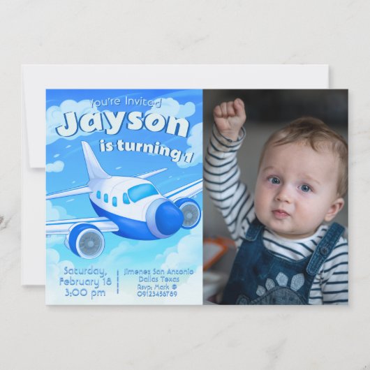 Piloot - Vliegtuigjongen Verjaardag uitnodiging (Voorkant)