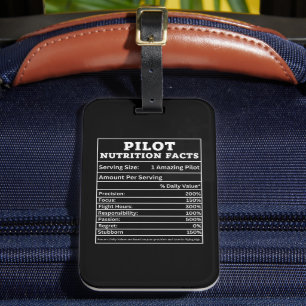 Piloot Voedingsfeiten – Grappig Cadeauontwerp voor Bagagelabel