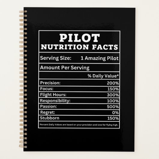 Piloot Voedingsfeiten – Grappig Cadeauontwerp voor Planner (Voorkant)