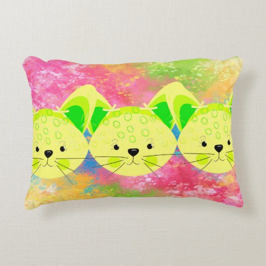 Piloot voor Kinderkamer met gele katten Accent Kussen (Voorkant)