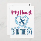 Piloot vrouw mijn hart is in de lucht briefkaart (Voorkant / Achterkant)