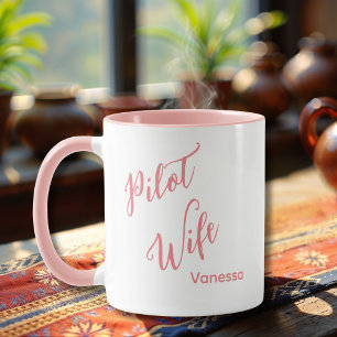 Piloot Vrouw Roze Schrift Schattig Eenvoudig Aange Mok