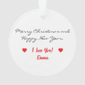 Piloot Vrouw Typografie Hart & Vliegtuig, Schattig Ornament (achterkant)