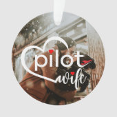 Piloot Vrouw Typografie Hart & Vliegtuig, Schattig Ornament (voorkant)