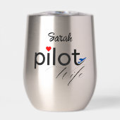 Piloot Vrouw Typografie & Vliegtuig Eenvoudig, Min (Voorkant)