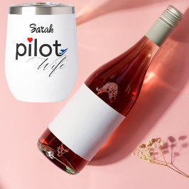 Piloot Vrouw Typografie & Vliegtuig Eenvoudig, Min