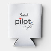 Piloot Vrouw Typografie & Vliegtuig Eenvoudig, Min Blikjeskoeler (Voorkant)