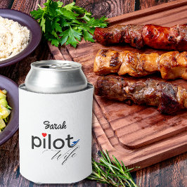 Piloot Vrouw Typografie & Vliegtuig Eenvoudig, Min Blikjeskoeler