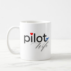 Piloot Vrouw Typografie & Vliegtuig Eenvoudig, Min Koffiemok