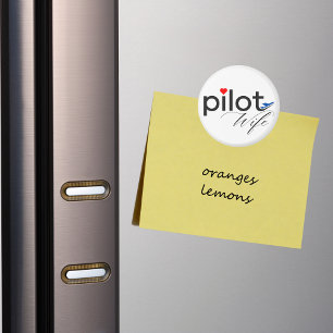 Piloot Vrouw Typografie & Vliegtuig Eenvoudig, Min Magneet