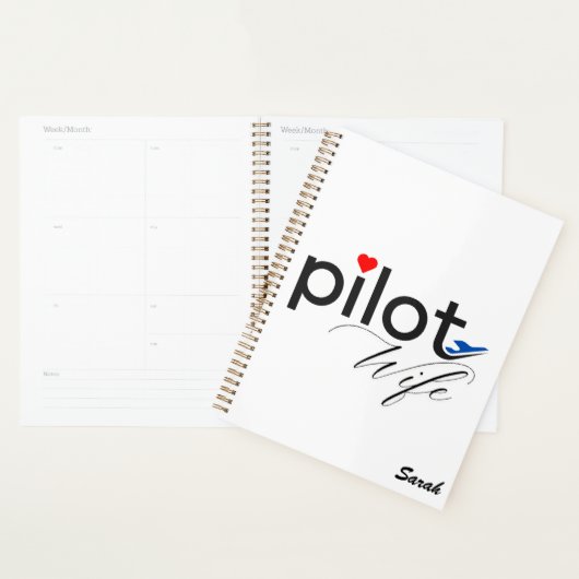 Piloot Vrouw Typografie & Vliegtuig Eenvoudig, Min Planner (Display)