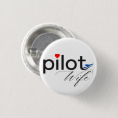 Piloot Vrouw Typografie & Vliegtuig Eenvoudig, Min Ronde Button 3,2 Cm (Voorkant /achterkant)