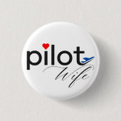 Piloot Vrouw Typografie & Vliegtuig Eenvoudig, Min Ronde Button 3,2 Cm (Voorkant)