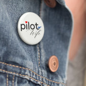 Piloot Vrouw Typografie & Vliegtuig Eenvoudig, Min Ronde Button 3,2 Cm