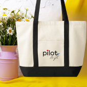 Piloot Vrouw Typografie & Vliegtuig Eenvoudig, Min Tote Bag