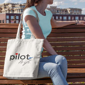 Piloot Vrouw Typografie & Vliegtuig Eenvoudig, Min Tote Bag