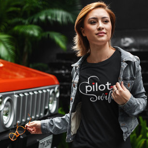 Piloot Vrouw Typografie & Vliegtuig Eenvoudig,Mini Tri-Blend Shirt