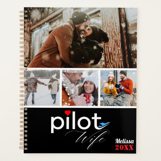 Piloot vrouw typografie & vliegtuig, minimalistisc planner (Voorkant)