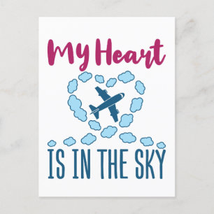 Piloot Wife mijn hart ligt in de hemel Briefkaart