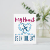 Piloot Wife mijn hart ligt in de hemel Briefkaart (Staand voorkant)