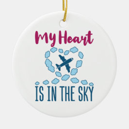 Piloot Wife mijn hart ligt in de hemel Keramisch Ornament
