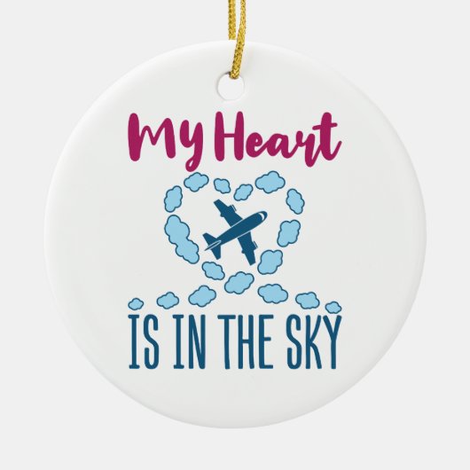 Piloot Wife mijn hart ligt in de hemel Keramisch Ornament (Voorkant)