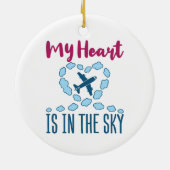 Piloot Wife mijn hart ligt in de hemel Keramisch Ornament (Achterkant)