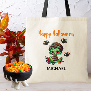 Piloot Zombie vliegend Vliegtuig & Vleermuis Grapp Tote Bag