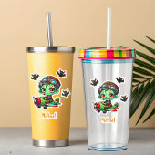 Piloot Zombie vliegt Vliegtuig & Bat Grappig Hallo Sticker