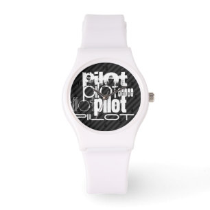 piloot; Zwarte en donkergrijze strepen Horloge