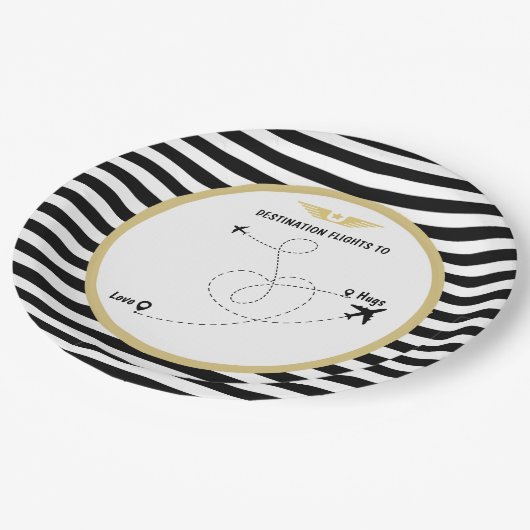 Pilootbestemming vliegtuig & vleugels papieren bordje (Gekanteld)