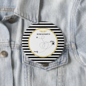 Pilootbestemming vliegtuig & vleugels ronde button 4,0 cm (In situ)