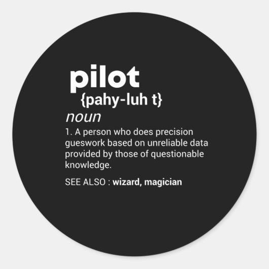 Pilootdefinitie Vliegtuig Jet Aviation Ronde Sticker (Voorkant)