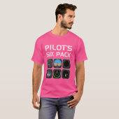 Piloot's Six Pack Grappige Piloot Luchtvaart Vlieg T-shirt (Voorkant volledig)