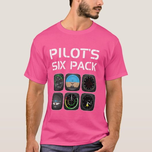 Piloot's Six Pack Grappige Piloot Luchtvaart Vlieg T-shirt (Voorkant)