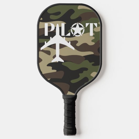 Piloottypografie en camouflage van militaire vlieg pickleball paddle (Voorkant)