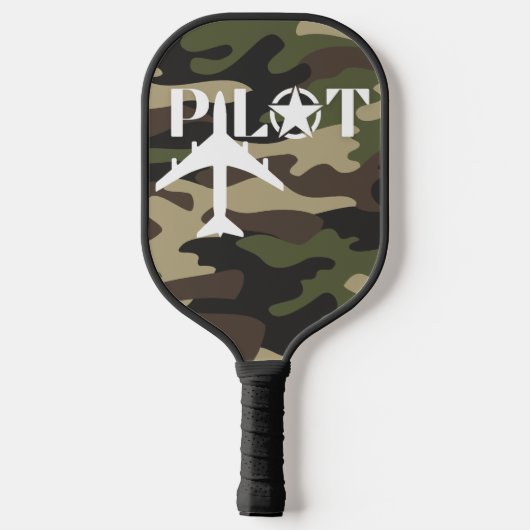 Piloottypografie en camouflage van militaire vlieg pickleball paddle (Achterkant)