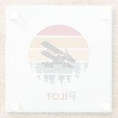 Piloottypografie,  retro, eenvoudig vliegtuig glazen onderzetter (Achterkant)