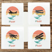 Piloottypografie,  retro, eenvoudig vliegtuig glazen onderzetter