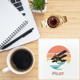 Piloottypografie,  retro, eenvoudig vliegtuig glazen onderzetter