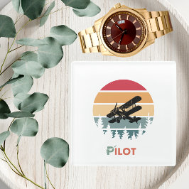 Piloottypografie,  retro, eenvoudig vliegtuig glazen onderzetter