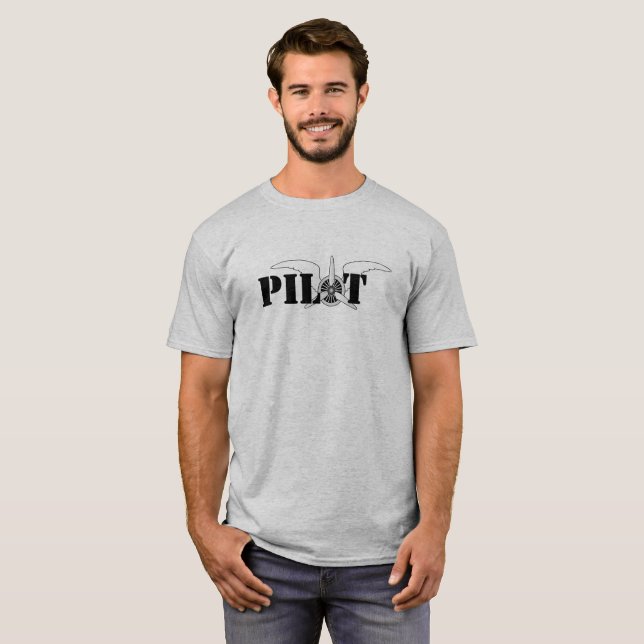 Pilootvleugels met propeller koele luchtvaart t-shirt (Voorkant volledig)