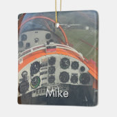 Pilot Airplane cockpit photo Aviation Christmas Keramisch Ornament (Links)