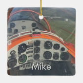 Pilot Airplane cockpit photo Aviation Christmas Keramisch Ornament (Achterkant)